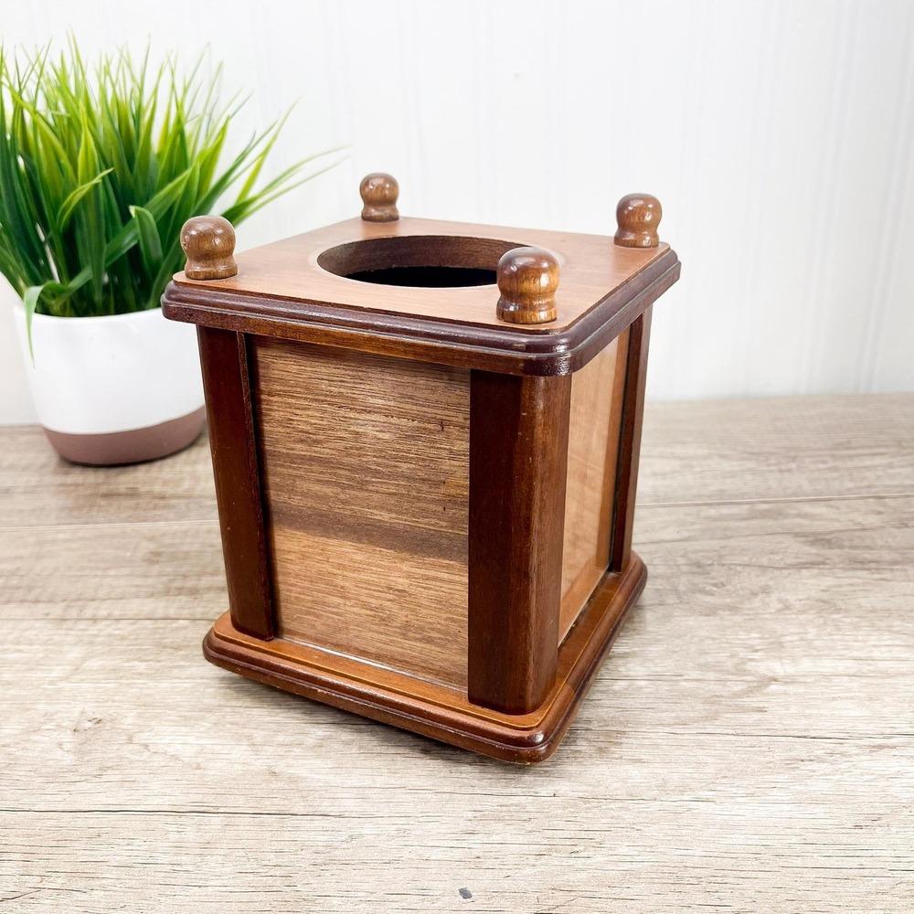 Midcentury Modern Walnut Lazy Susan Photo Stand - Musical Wooden Picture Frame